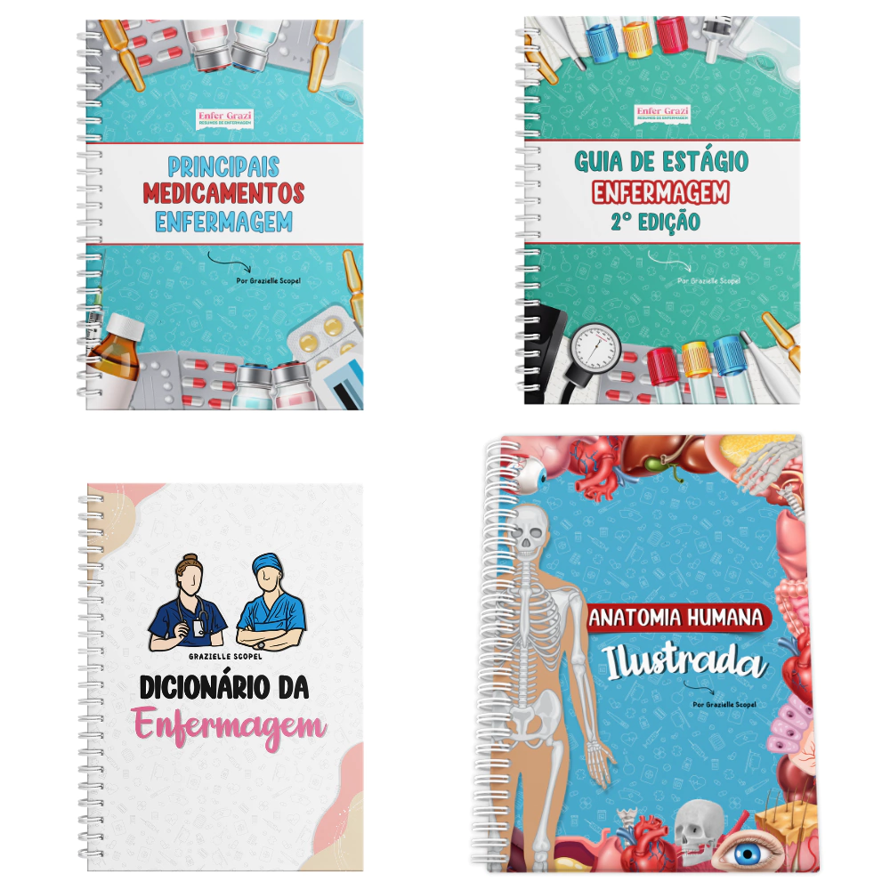 Combo: Anatomia Humana Ilustrada + Principais Medicamentos + Dicionário da Enfermagem + Guia de Estágio + 20% OFF!
