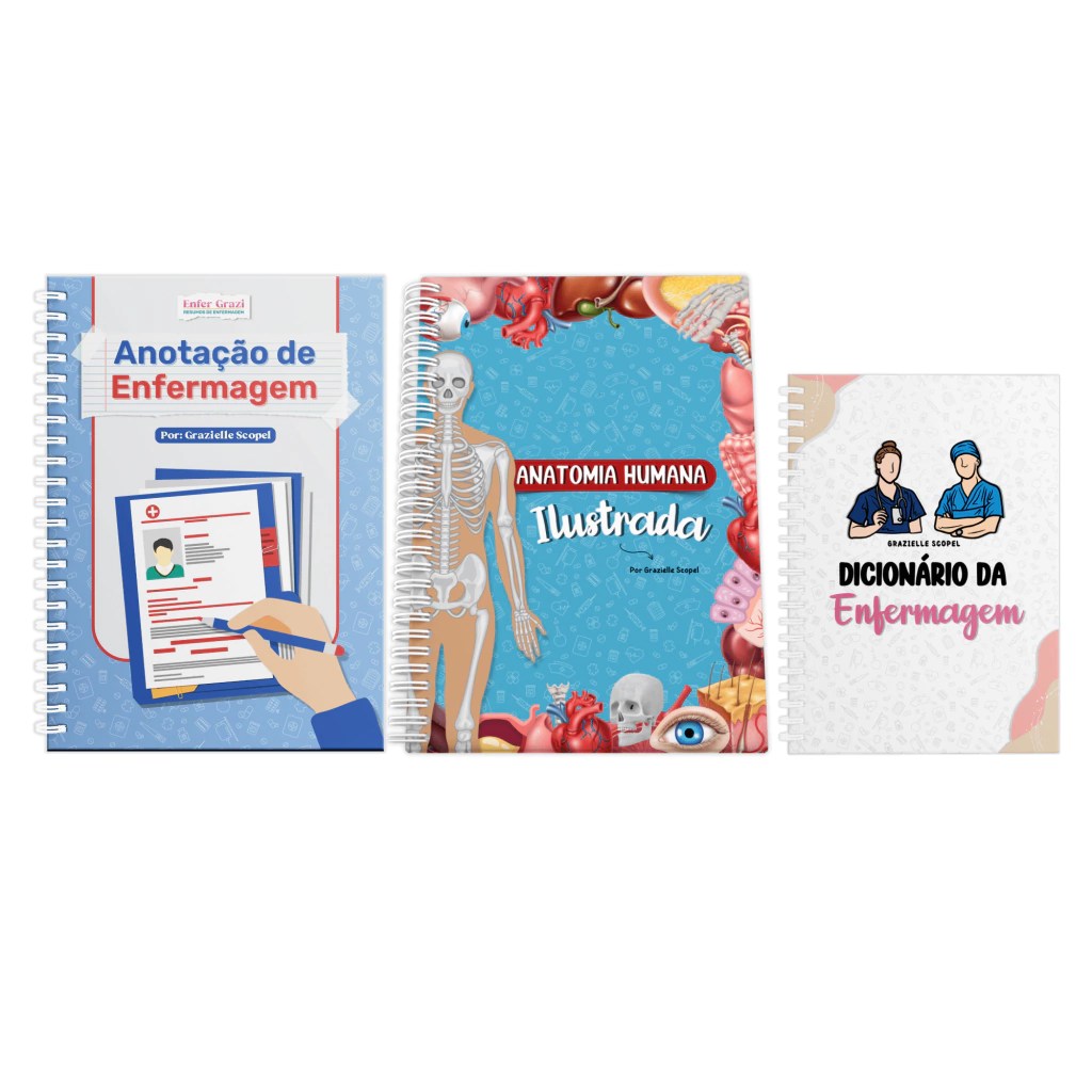 Combo: Anotação de Enfermagem + Anatomia Humana Ilustrada + Dicionário da Enfermagem + 15% OFF