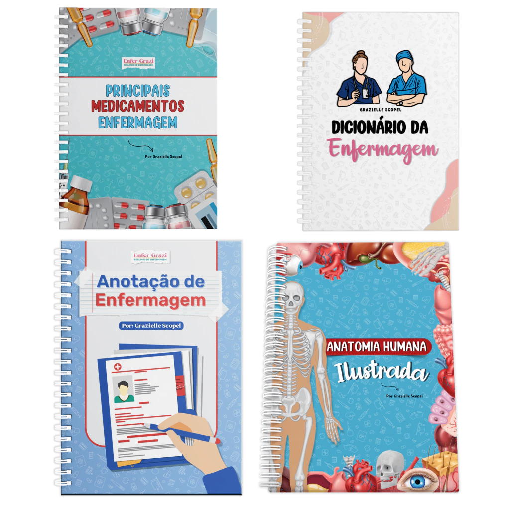 Combo: Principais Medicamentos + Dicionário da Enfermagem + Anotação de Enfermagem + Anatomia Humana Ilustrada + 20% OFF