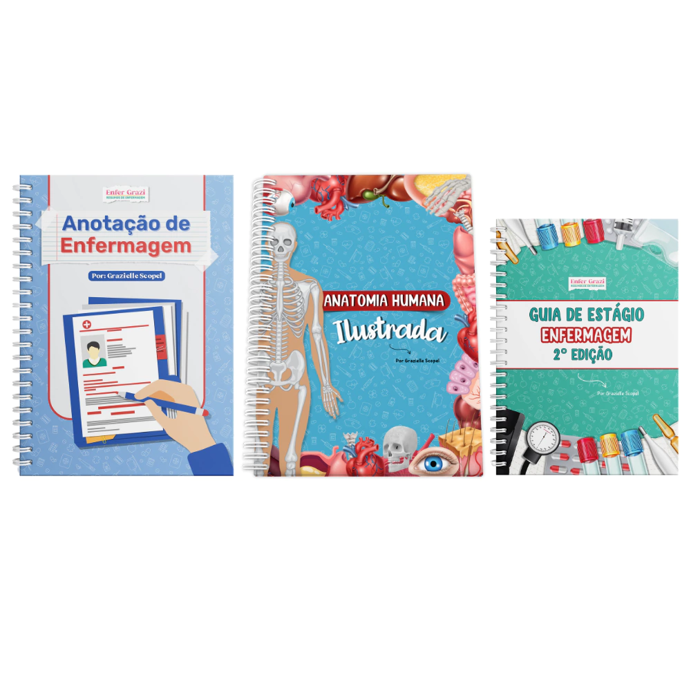 Combo: Anotação de Enfermagem + Anatomia Humana Ilustrada + Guia de Estágio + 15% OFF!