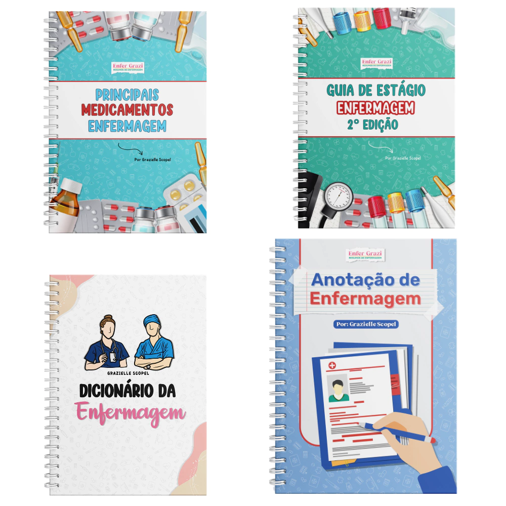 Combo: Principais Medicamentos + Guia de Estágio + Dicionário da Enfermagem + Anotação de Enfermagem + 20% OFF!