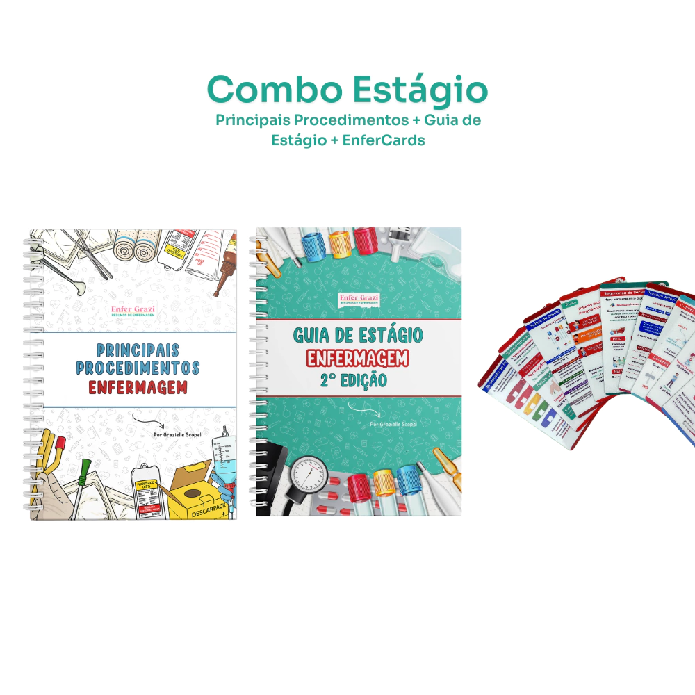 Combo Estágio: Principais Procedimentos + Guia de Estágio + EnferCards | 15% OFF