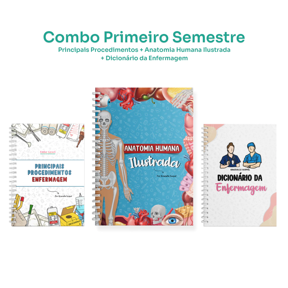 Combo Primeiro Semestre: Principais Procedimentos + Anatomia Humana Ilustrada + Dicionário da Enfermagem | 15% OFF
