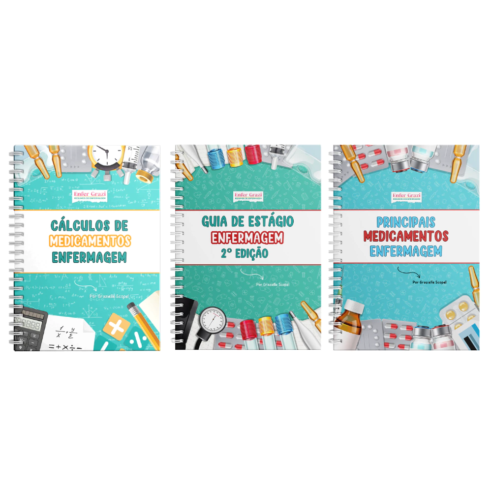 Combo: Cálculo de Medicamentos + Guia de Estágio + Principais Medicamentos