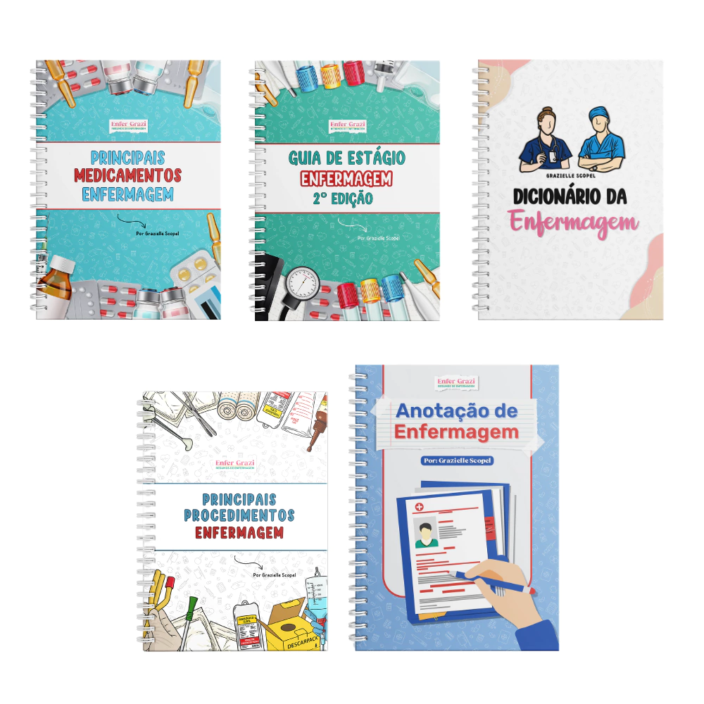 Combo: Guia de Estágio + Principais Medicamentos + Dicionário + Principais Procedimentos + Anotação + 25%OFF