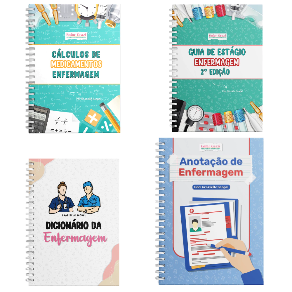 Combo: Cálculos de Medicamentos + Guia de Estágio + Dicionário da Enfermagem + Anotação de Enfermagem